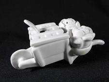 CONDIMENT SERVICE SALT SHAKER PEPPER SHAKER MUSTARD WHEELBARROW CABBAGE SLINGSHOT 