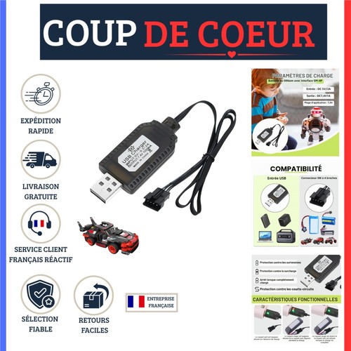 Chargeur usb lipo - rc, 7.4v