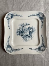 Ancienne assiette carrée Choisy le Roi Oiseaux coquillage Terre de fer