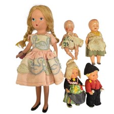 Vintage Lot De 5 Mini Poupées