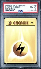 1999 Pokemon GERMAN 1st Edition Base Set Elektro-Lightning Energy 100/102 PSA 10