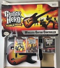 Nintendo Wii Guitar Hero World Tour Bundle w/ Box 3 Games Legend of Rock GH5 Lot