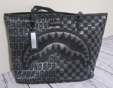 RARE Sprayground Fiber Optic Infinity Light Show Shark Black Gray Tote Purse