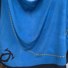Must de Cartier Silk Scarf 31” x 30” Blue with Chain Border - Has Stains #A24