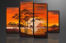 Tableau déco Arbres Afrique Nature 4 parties Image sur toile 130 x 80 cm Board