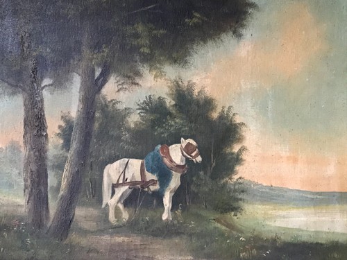 Grand tableau ancien cheval - ancien,