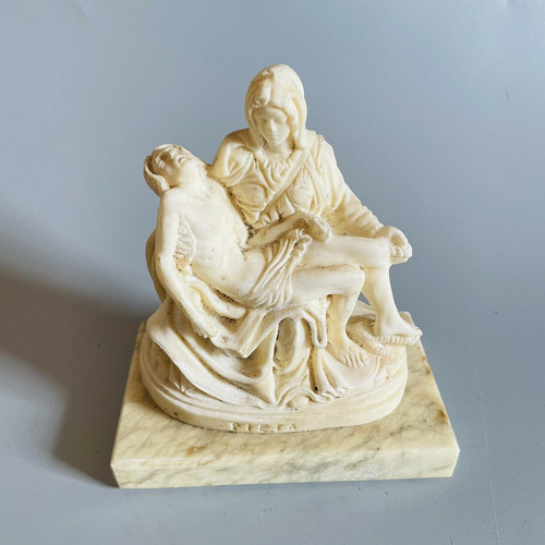 Statuette albâtre pieta - statuette,