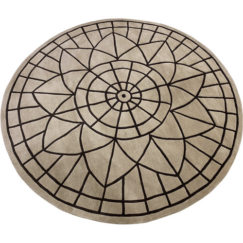 Tapis rond 100 laine beige - rond,