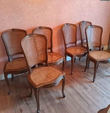 Lot de 6 chaises en bois cannées 