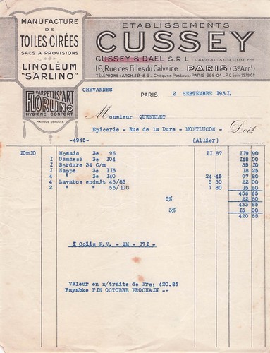 Paris fabricant cussey 1934 - 75,