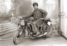 Men On Motorcycle Motoconfort Rally Queens - Reprod. Antique 1930 Photo