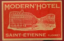 old advertising tag suitcase suitcase Hotel Modern'Hotel. Saint-Etienne