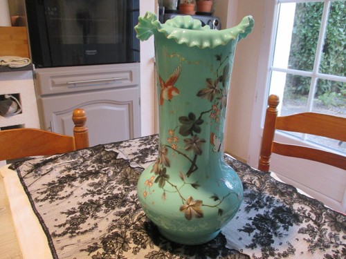 Grand vase opaline bleue - vase,