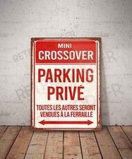 Plaque métal vintage Mini Crossover parking privé Enseigne Garage Déco Panneau