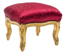 Pouf footrest stool gold leaf wood and velvet