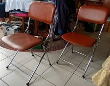 2 Chaises Pliantes Eyrel Simili Cuir Marron