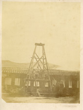 France, mine, extractor, animated view, place to identify vintage albumen print, 