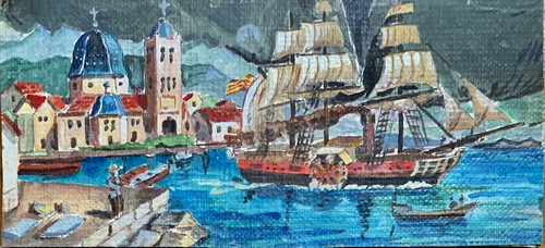 Tableau ancien huile - , paysage