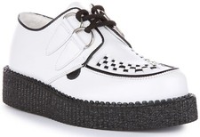 UNDERGROUND Wulfrun S Original Creeper Lacet Cuir Plat Blanc UK 3 - 12