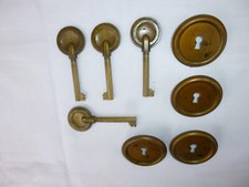 4 KEYS + BRASS / BRONZE LOCK COVER ART DECO PERIOD FURNITURE TOP QUALITY