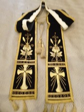 Ancienne ETÔLE Noire/velours De soie/croix Brodée En Relief Fil Or/NO CHASUBLE