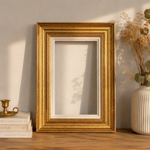 Cadre doré bois style - doré, –