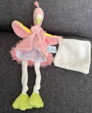 3117🌟Doudou Plat Mouchoir Flamant Rose Babynat Baby Nat