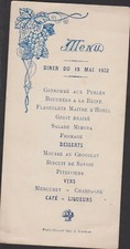 MENU ANCIEN DINER DU 15 MAI