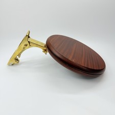 Vintage Brass & Wood Brown Folding Wall Mount Boat Seat Chair Marine Nautical