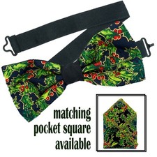 Houx & Baie Noeud Cravate Poche Carré Coton Bal Mariage Nouvel An Fête de Noël