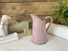 925⚜️ Antique Pink Enameled Sheet Metal Pitcher Height 21 Cm Vintage