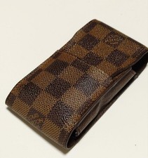 Auth LV Louis Vuitton Damier Etui Cigarette Case Brown Leather Made in France