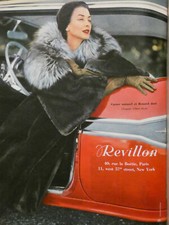 1957 PRESS AD REVILLON FUR NATURAL BEAVER AND GOLDEN FOX