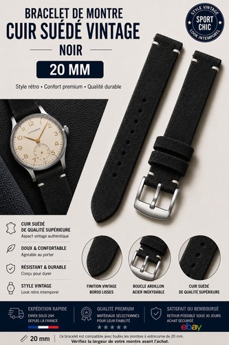 Bracelet montre cuir - , suédé