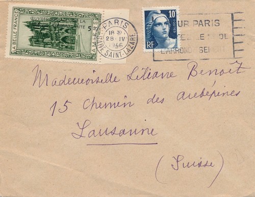 Lettre gandon 10f - gandon, +