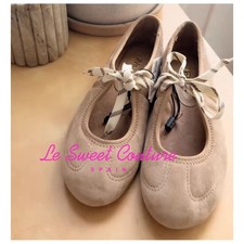 ZARA WOMAN NWT FW25 SPLIT SUEDE LACE-UP BALLERINAS sand brown 2539/510/107