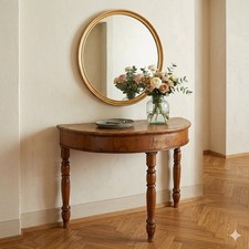 Console Ancien Noyer Demi-Lune