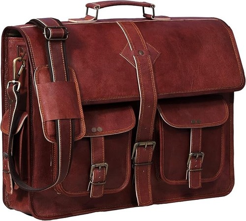 Sac besace en cuir - 18",