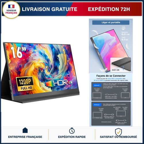 Yodoit écran portable fhd - 16",