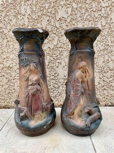 Paire vases signé f - paire,