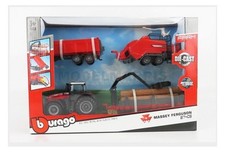 Burago BU31668M-31703 Massey Ferguson - 8740S Tracteur Avec Lève-Balle + Tipping