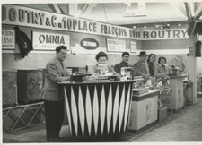 France, A Stand of Bernina Sewing Machines, 1958 Vintage Silver Print. Legend