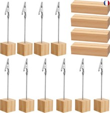 Porte Photo Pince, 10Pcs Memo Clip Photo, Porte Photo Mémo Clip avec 4Pcs Bois 