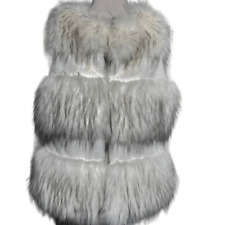 LaSeine White 3 Tier Fax Fur Vest Size Small