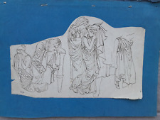 original drawing drawing 19th century portrait study women collectible stamp ink