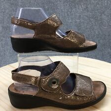 Mephisto Mobils Sandals Womens 40 Jissy Open Toe Slingback Wedge Brown Leather