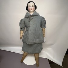 25” Antique German A W Fr. Kister 1860-70’s Flattop Red Eyeliner China Doll #L