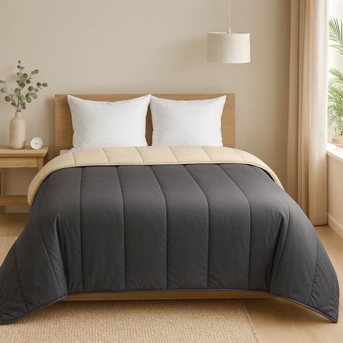Couette légère bicolore gris - légère,