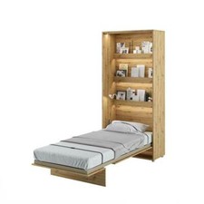 Lit Escamotable Lenart Lit Mural 90x200 Chêne Bed Concept Gris Vertical