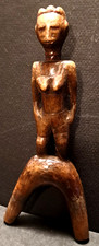 ART AFRICAIN Ancien Lance-Pierre manche SCULPTE femme  COTE d'IVOIRE